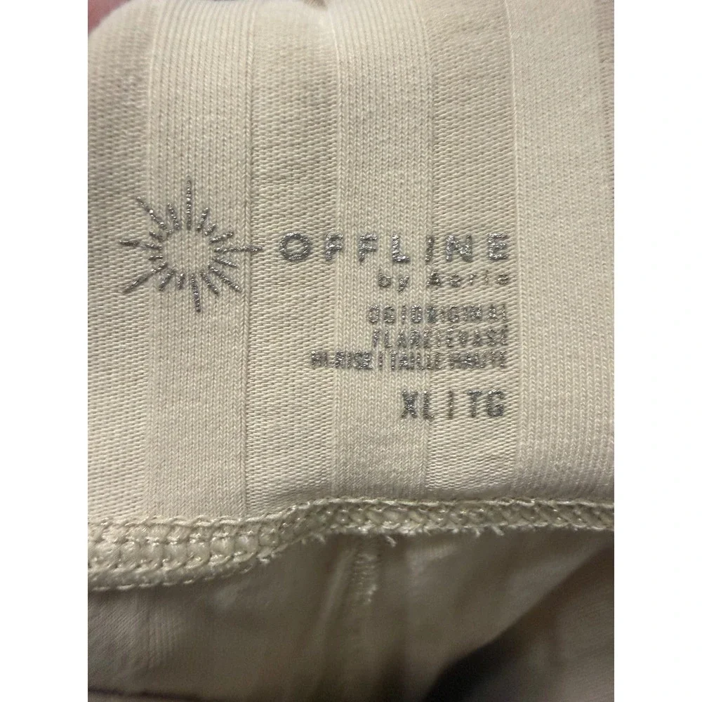 Offline by Aerie Ribbed Wide Leg Lounge Pants‎ Cream XL TG
